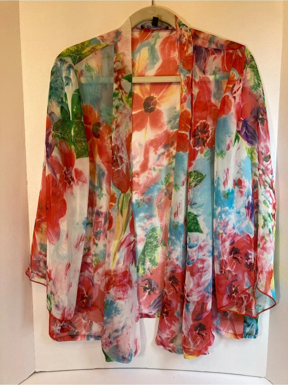 Floral Sheer Watercolor Kimono Cover